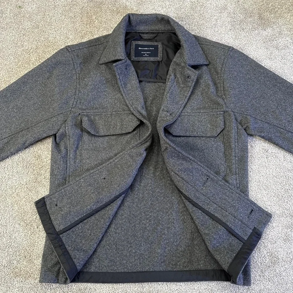 Abercrombie & Fitch heavy Peacoat Jacket Men's Small Button Up Wool Coat